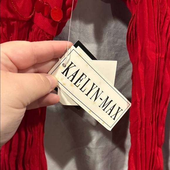 Vibrant Red Sequin Blouse by Cachet - Picture 2 of 13